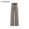 天猫同步【含腰带/加绒】拉夏贝尔/La Chapelle高腰直筒牛仔裤女通勤时尚显瘦简约百搭休闲裤 商品缩略图4