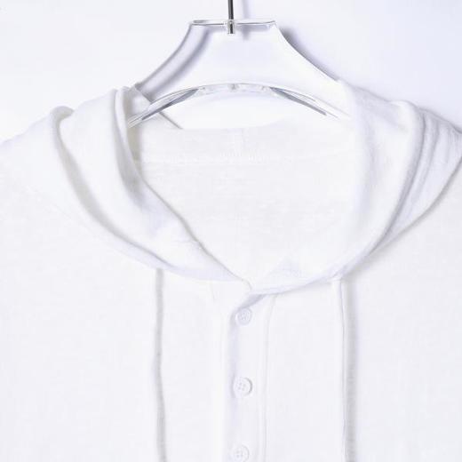 SDSA秋季高级感新款男士纯色半纽扣连帽抽绳长袖T恤宽松百搭上衣 商品图1