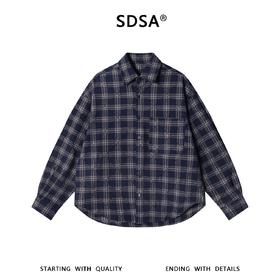 SDSA男装2026新款高贵轻奢韩版休闲格子菱形长袖衬衫百搭休闲衬衣