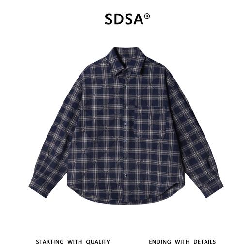 SDSA男装2026新款高贵轻奢韩版休闲格子菱形长袖衬衫百搭休闲衬衣 商品图0