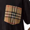 【二】BURBERRY 巴宝莉 女士格纹口袋棉质圆领短袖T恤 黑色 8103970 A1189 商品缩略图3