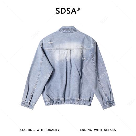 SDSA男装2026新款高贵轻奢美式复古做旧磨白磨破夹克牛仔外套百搭 商品图4