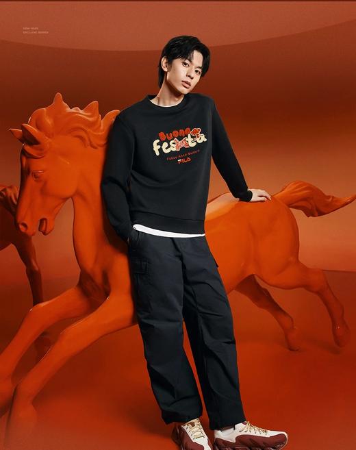 ILA马上起飞抓马卫衣斐乐情侣套头卫衣26春新年男女同款红色上衣 商品图0