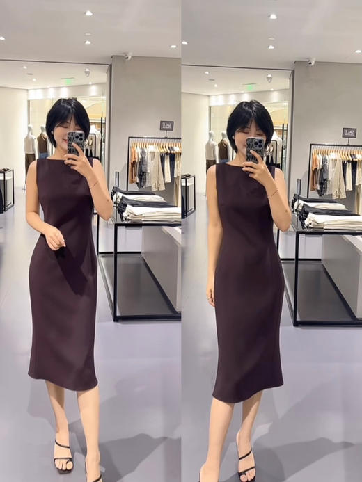 37-3 圆正限量 TH自在无界 垂坠三醋酸 修身无袖连衣裙 超气质鱼尾裙 商品图0