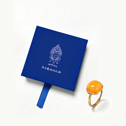 轻奢高级感鸡油黄蜜蜡方糖设计925银镀24K金戒指满蜜鸡油黄方形戒指百搭款 商品图4