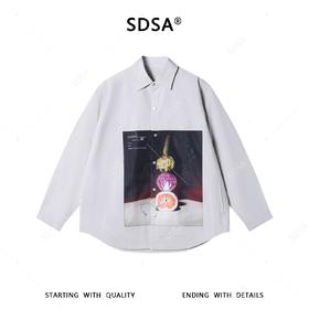 SDSA男装2026新款高贵轻奢日系复古涂鸦印花长袖衬衫休闲百搭外套
