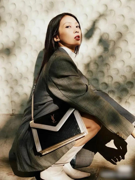 YSL Gaby 菱格纹 黑白 小羊皮 信封 链条包 商品图1