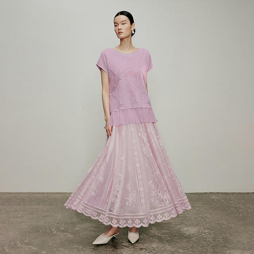 【林栖设计小店】风传花意|蕾丝提花优雅大摆2026春新款太阳半身裙1962026 商品图7