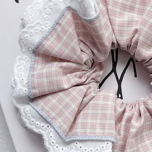 韩系粉色格子蕾丝边大肠发圈-纪念日百货门店同款169452926 商品图4