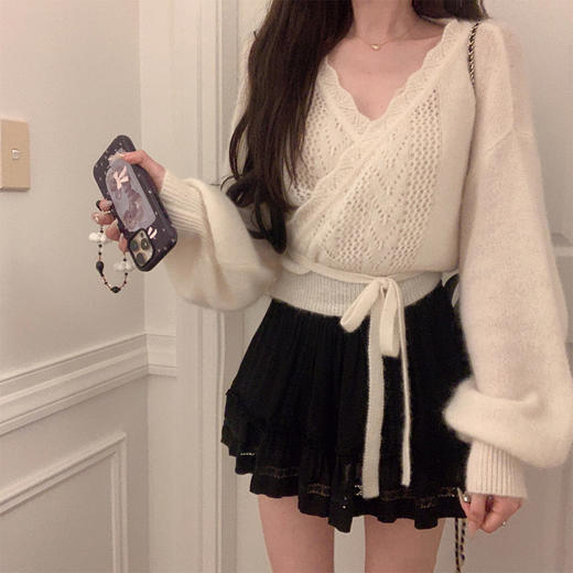 金蘑菇菇 柔软心事 钩花开衫套组 / 钩花小开衫+刺绣半裙 商品图2