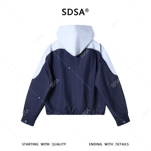 SDSA男装2026新款高贵轻奢韩版拼接假两件连帽夹克外套百搭宽松 商品图4