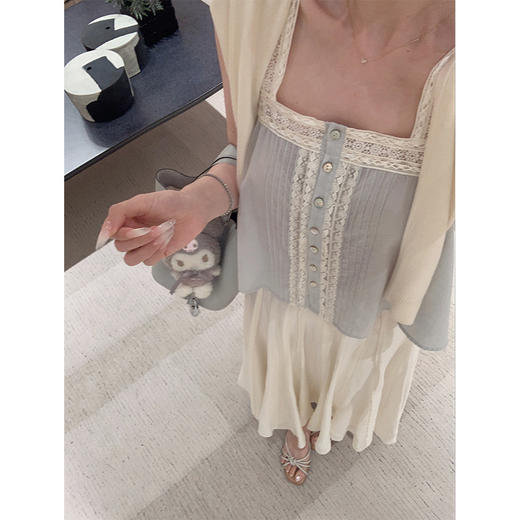 金蘑菇菇 夏日蓝白 / 重工蕾丝拼接背心+矜贵BC纱裙 商品图2