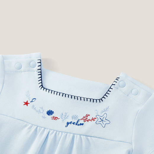 英氏女宝短蛤衣夏季新品短袖女童连体衣爬服短哈衣YRHBJ2P362A 商品图1
