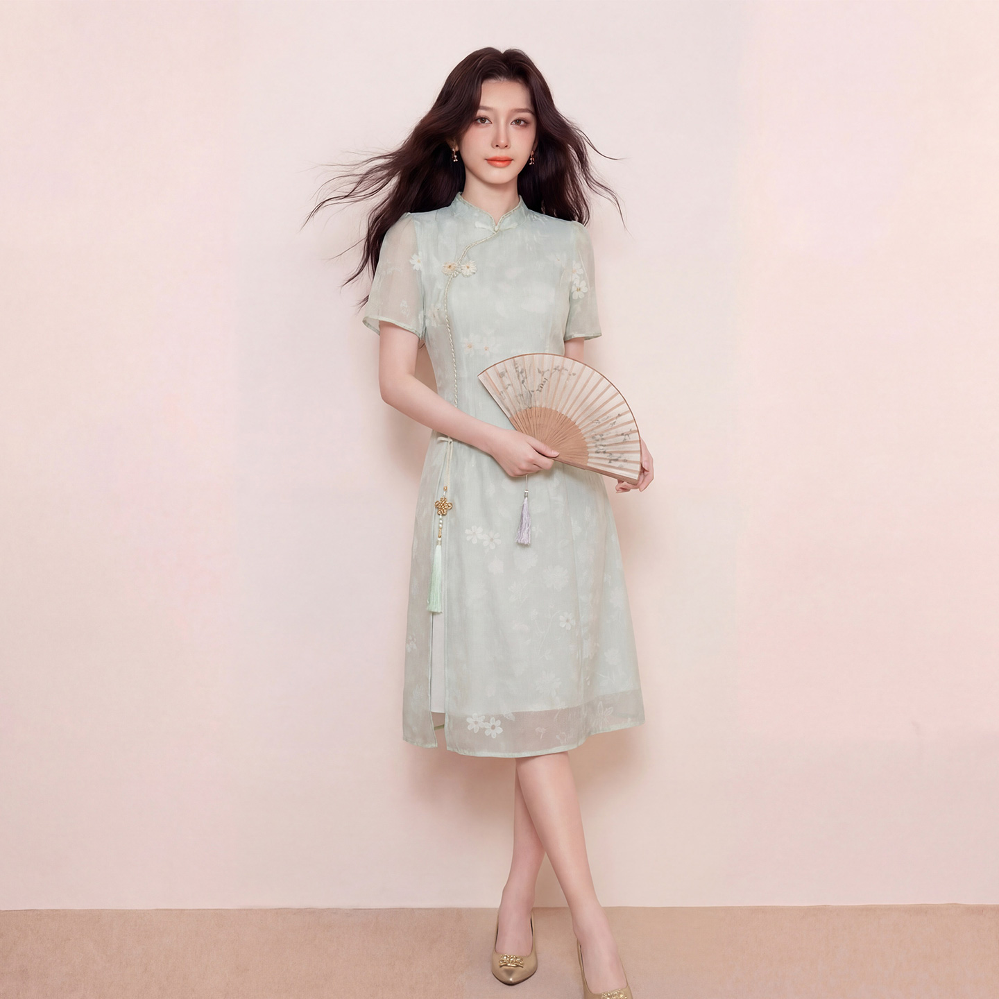 奢姿大码女装2026夏季胖妹妹时尚国风刺绣连衣裙气质复古显瘦长裙9962894514