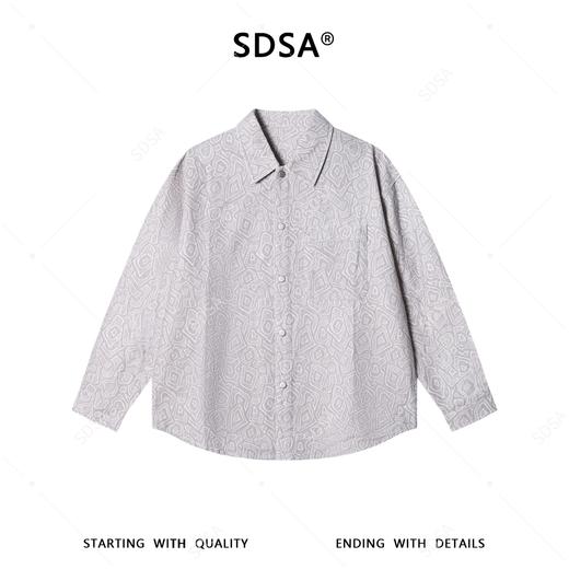 SDSA男装2026新款高贵轻奢时尚简约几何图案设计长袖衬衫百搭时尚 商品图0