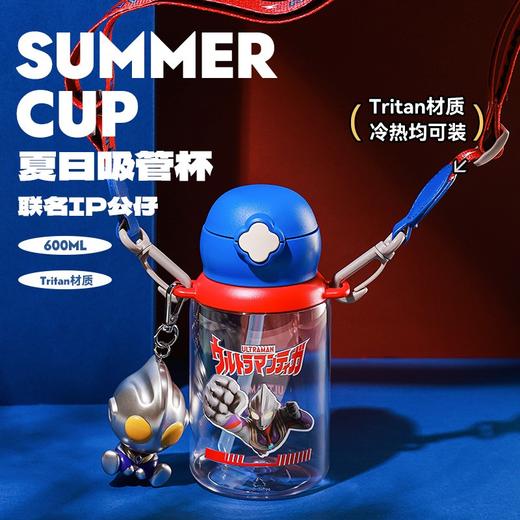 新品 杯具熊夏季儿童大容量便携吸管水杯小学生幼儿园塑料杯带杯绳 600ml/740ml 商品图2