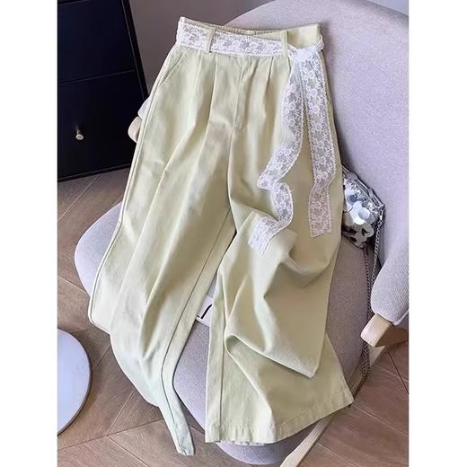 YW买手优选蕾丝腰带阔腿裤宽松显瘦纯色拖地直筒裤170546911（预售3-5天发货） 商品图2