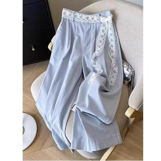 YW买手优选蕾丝腰带阔腿裤宽松显瘦纯色拖地直筒裤170546911（预售3-5天发货） 商品图1