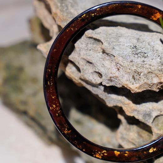 【紫韵金晖大漆手镯】方镯特细6mm、金箔、非遗手作漆器、新年礼品镯 商品图9