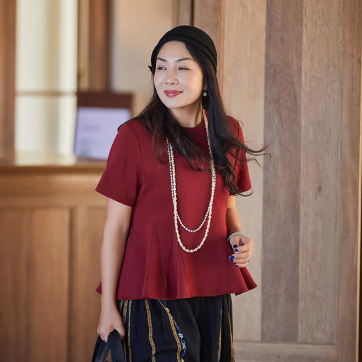 【林栖设计小店】（现货）莫代尔混纺T恤百搭多色荷叶边2025夏季新品短袖上衣女1952134 商品图1