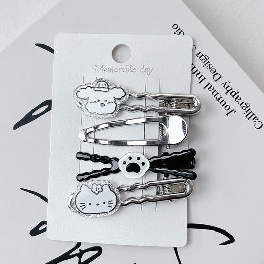 黑银甜酷组合夹组合发夹（4个）-纪念日百货门店同款169149476 商品图3