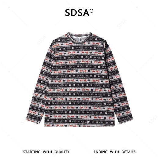 26T44SDSA男装2026新款高贵轻奢韩版简约撞色趣味条纹长袖T恤百搭宽松 商品图1