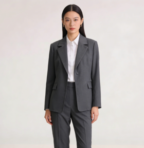 G2000女装SS26商场新款【BLACK】【棉羊毛混纺/可机洗】修身西装外套61914013