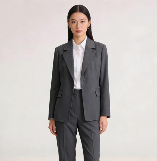 G2000女装SS26商场新款【BLACK】【棉羊毛混纺/可机洗】修身西装外套61914013 商品图0