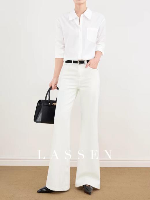 美洋同款翘楚影子小细腿微喇白牛仔裤 商品图2