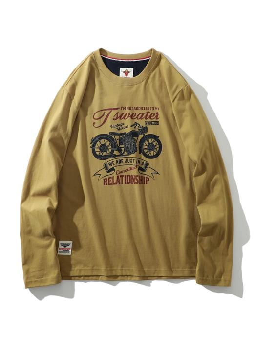 阿美咔叽风！纯棉220克重工水洗磨毛圆领打底衫 AF面料复古作旧无感印花百搭休闲长袖T！男女都可穿！ 商品图4