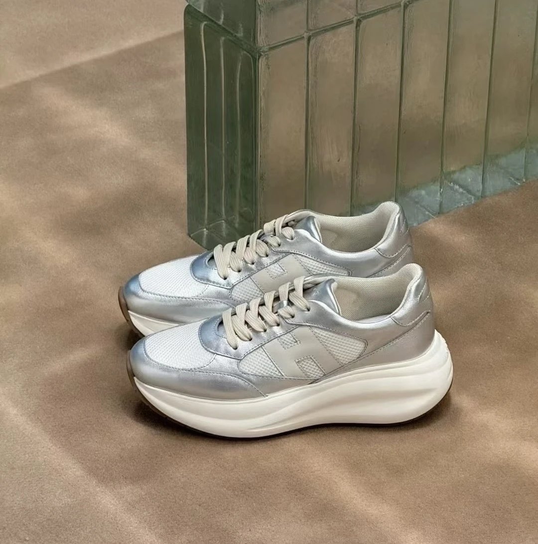 经典系列  老渠道    H泡芙鞋   拼色厚底运动鞋  6cm增高 超轻休闲鞋