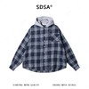 SDSA男装2026新款高贵轻奢休闲文艺连帽格纹衬衫百搭时尚简约衬衣 商品缩略图0