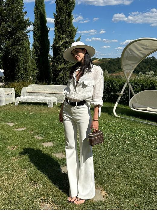 美洋同款翘楚影子小细腿微喇白牛仔裤 商品图7