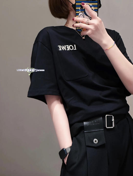 罗意威 2026早春新款 口袋刺绣T恤 黑色（MM） 商品图1