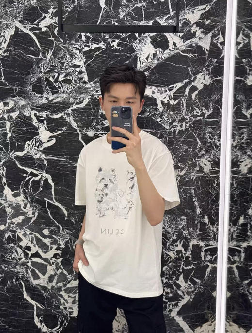 37-6 极限特惠48H ce 西高地 情侣款宽松短袖T恤 小狗印花 松弛高级 我穿M 商品图3