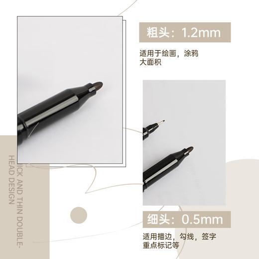 绘威 速干防水小双头记号笔勾线笔油性物流笔/记号笔 工具 黑色12支装 商品图4