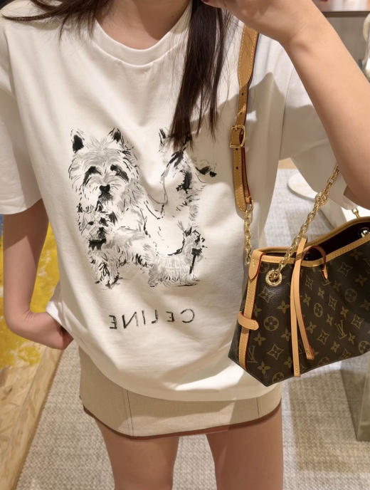 37-6 极限特惠48H ce 西高地 情侣款宽松短袖T恤 小狗印花 松弛高级 我穿M 商品图1