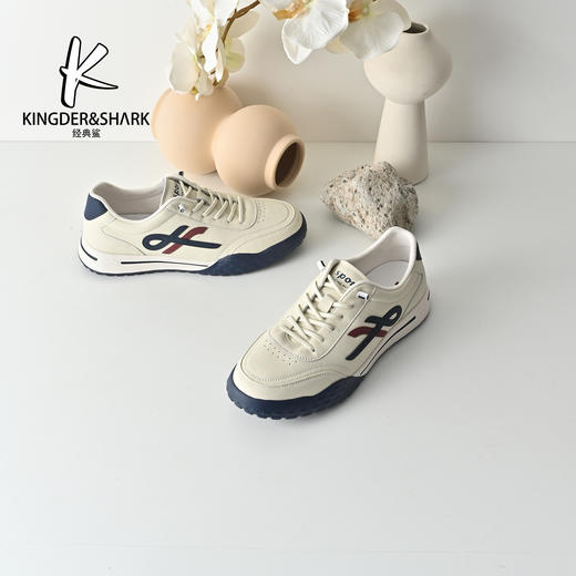 经典鲨2026年专柜新品牛皮革一脚蹬潮流男士跑步休闲鞋KW74-613031 商品图1