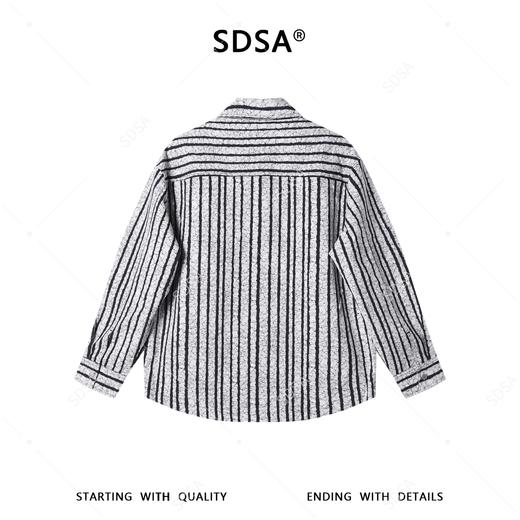 SDSA男装2026新款高贵轻奢美式复古条纹衬衫夹克肌理感宽松外套 商品图4