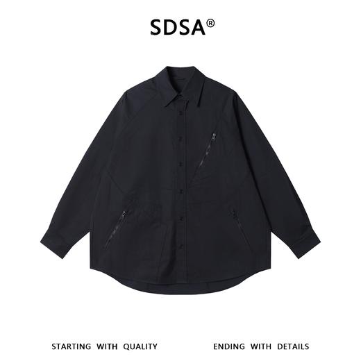 SDSA男装2026新款高贵轻奢多拉链口袋衬衫宽松设计感小众长袖衬衣 商品图0