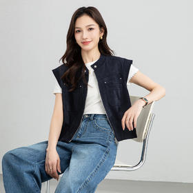 「高货xg」全新升级【铂金会员220/天猫299/差价79】(01854)洛诗琳仿牛皮绒工装马甲2026春季美式复古百搭无袖短外套