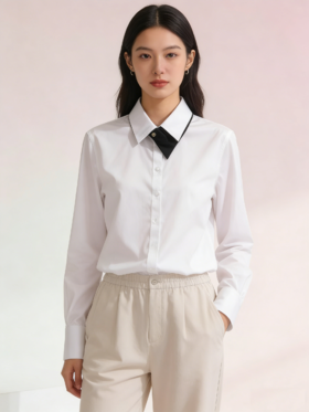 G2000女装SS26商场新款【BLACK]【棉桑蚕丝混纺/免烫防皱】修身衬衫61925003