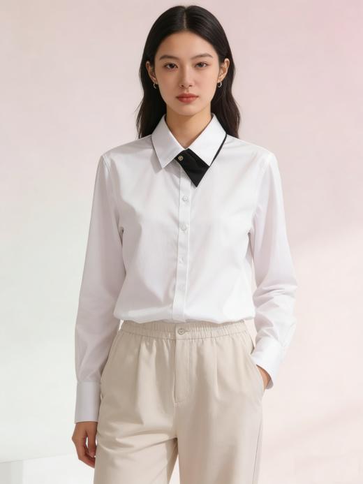 G2000女装SS26商场新款【BLACK]【棉桑蚕丝混纺/免烫防皱】修身衬衫61925003 商品图5