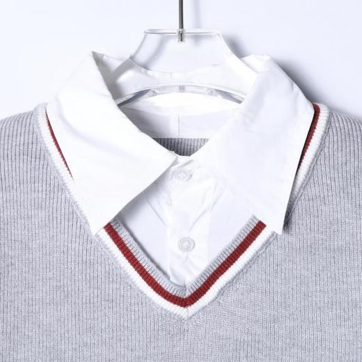 SDSA男装2026新款高贵轻奢时尚撞色拼接假两件毛衣衬衫百搭休闲 商品图1