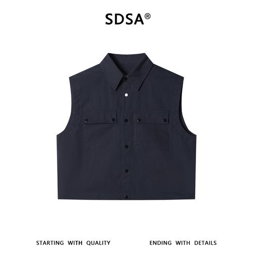 SDSA男装2026新款高贵轻奢时尚简约纯色马甲按扣翻领设计百搭休闲 商品图0