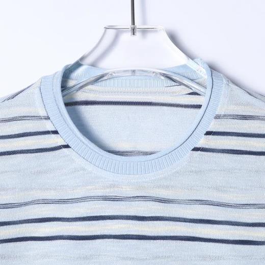 26021SDSA男装2026新款高贵轻奢韩版复古条纹长袖T恤圆领宽松百搭上衣 商品图2