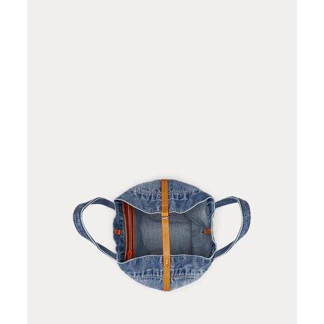 好美好美！！是丹宁托特包，牛皮革拼接大容量水洗单肩包E030766 商品图9