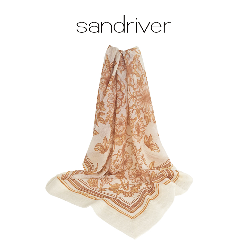 西藏格桑花唐卡印花羊绒轻薄款方巾 SJF98P777N