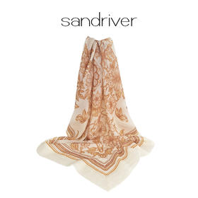 西藏格桑花唐卡印花羊绒轻薄款方巾 SJF98P777N