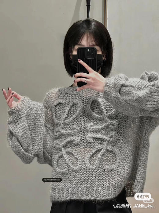 37-1 排他性独家圆正 lew粗针手勾徽标廓形套头衫 商品图10